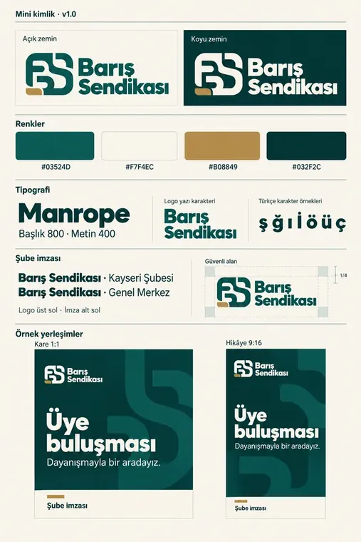 Barış Sendikası kurumsal dil kartı